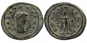 Gallienus (253-268), Antoninianus, AE
radiate head right
Rev: Sol standing. holding globe
3,99 gr. 23 mm
