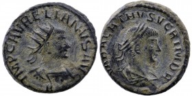 Aurelian, with Vabalathus. AD 270-275. AR Antoninianus
Antioch mint,
Radiate and cuirassed bust of Aurelian right; Z below
Laureate, draped, and cuira...