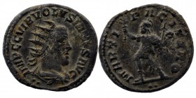 Volusian, 251-253. Antoninianus AE
Antiochia. 
Obv: IMP C C VIB VOLVSIANVS AVG Radiate and draped bust of Volusian to right, seen from behind. 
Rev. M...