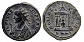 Probus (276-282), Antoninianus, Rome, AD 276-282, AE
Radiate bust left and holding scelptere.
Rev: Roma seated in temple in ex. R thunderbolt Δ.
 RIC ...