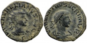 Aurelian, with Vaballathus. A.D. 270-275. AE antoninianus
Antioch, A.D. 270-272.
Laureate, draped and cuirassed bust of Vabalathus right
Rev: radiate ...
