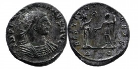 AURELIAN, 270-275 AD. AE Antoninianus , Cyzicus. 
Radiate cuirassed bust right.
Rev: Aurelian standing, receiving wreath from Jupiter. 
RIC.367. Toned...