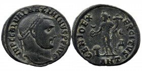 Maximinus II Daia (305-313 AD). AE Nummus. Antioch
Obv. IMP C GAL VAL MAXIMINVS P F AVG, Laureate head right.
Rev. GENIO EXERCITVS, Genius standing le...