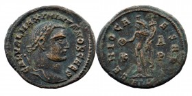Maximinus II Daza. As Caesar, A.D. 305-308. AE Follis Alexandria,
GAL VAL MAXIMINVS NOB CAES, laureate head right 
Rev: GENIO CAESARIS, Genius standin...