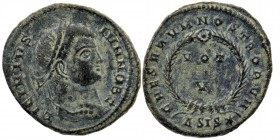Licinius II. Caesar, A.D. 317-324. AE 3 centenionalis AE Siscia
laureate head right 
Rev: legend around Vota dedication in two lines within wreath.
RI...