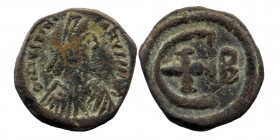 Justinian I, 527-565 AD. AE Pentanummium
Constantinople mint
Obv: D N IVSTINI-ANVS PP AVG, diademed. draped and cuirassed bust of Justinian I right.
R...