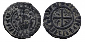 ARMENIA. Hetoum I (1226-1270). Ae Tank
Hetoum seated facing on leonine throne, holding lis-tipped sceptre and orb. 
Rev: Cross potent, with wedge in e...