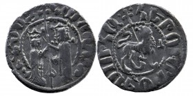 Armenian Kingdom, Cilician Armenia. Hetoum I. 1226-1270. AR tram. 
Zabel and Hetoum standing facing one another, each crowned with head facing and hol...