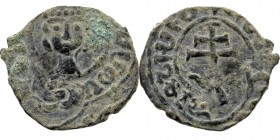 ARMENIA. Hetoum II (1289-1305). Ae Kardez
Obv: Crowned head of king facing.
Rev: Patriarchal cross.
AC 398; CCA 1594.
4,04 23 mm