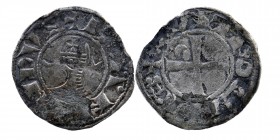 Bohemond III AR Denier Angtioch 1163-1188 AD
Obv: helmeted and mailed head left; crescent before,
Rev: cross pattée; crescent in second quarter.
Metca...