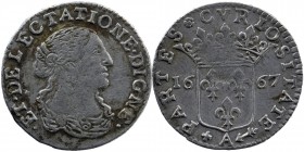 MONACO. Louis I (1662-1701). Luigino or 1/12 Écu (1667-A
Draped bust of Anna Maria Luisa d'Orléans right.
Crowned coat-of-arms.
Cammarano 282.
1,83 gr...