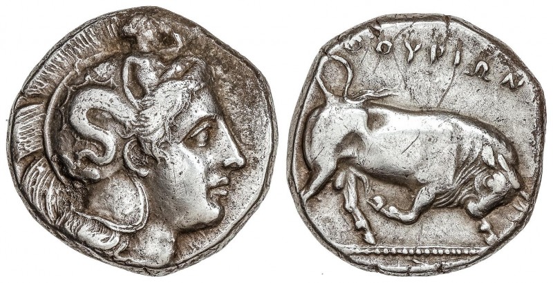 GREEK COINS
Diestátera. (400 a 350 a.C.). LUCANIA THURIUM (Italia). Anv.: Cabez...