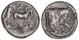 GREEK COINS
Tetradracma. 480-470 a.C. GELA. SICILIA. Anv.: Cuadriga a derecha, arriba Nike volando a derecha. Rev.: Mitad de toro androcéfalo a derec...