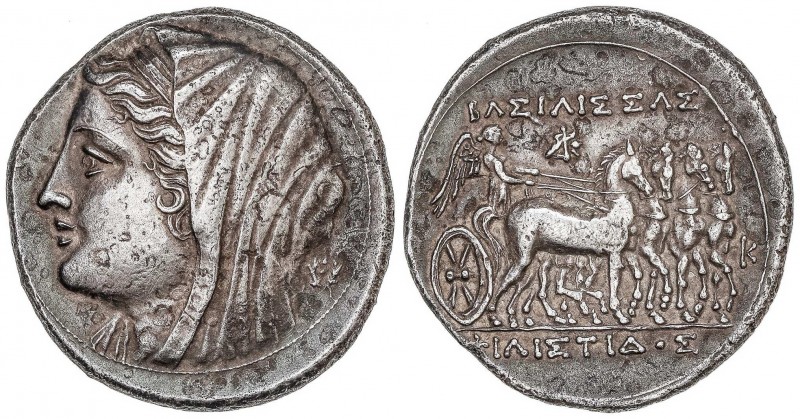 GREEK COINS
16 Litras. 274-216 a.C. HIERÓN II. SIRACUSA. SICILIA. Anv.: Cabeza ...