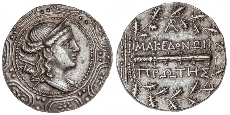 GREEK COINS
Tetradracma. 158-149 a.C. AMPHIPOLIS. MACEDONIA. Anv.: Busto de Art...