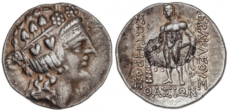 GREEK COINS
Tetradracma. 148 a.C. THASOS. ISLAS DE TRACIA. Anv.: Cabeza juvenil...