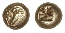 GREEK COINS
1/12 de Estátera. 650-561 a.C. REINOS DE ARDIS, SADIATES y ALIATES. LYDIA. Anv.: Cabeza de león. Rev.: Cuadro incuso. 1,15 grs. Electrón....