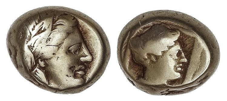 GREEK COINS
1/6 Estátera o Hekte. 377-326 a.C. MYTILENE. LESBOS. Anv.: Cabeza l...