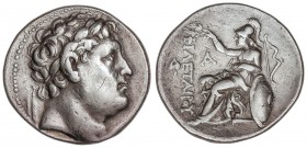 GREEK COINS
Tetradracma. 263-241 a.C. EUMENE I. REINO DE PÉRGAMO. MISIA. Anv.: Cabeza laureada de Philetairos a derecha. Rev.: Athena entronizada a i...