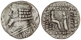 GREEK COINS
Tetradracma. 38 a 3 a.C. PHRATES IV. PARTIA. Anv.: Busto con barba y diadema a izquierda. Rev.: Rey sentado sobre trono a derecha, recibi...