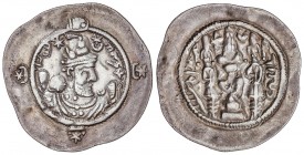 SASSANIDS COINS
Dracma. Año 8 (586-7 d.C.). HORMAZD IV. ¿NHM?. Anv.: Busto coronado con korymbos a derecha, leyenda en Pahlavi alrededor. Rev.: Altar...
