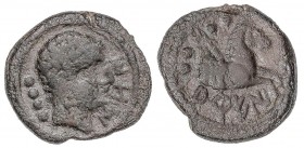 CELTIBERIAN COINS
Cuadrante. 150-20 a.C. AREICORATICOS (ÁGREDA, Soria). Anv.: Cabeza masculina a derecha, delante signos ibéricos SoS, detrás cuatro ...