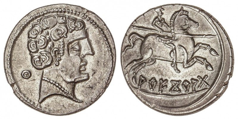 CELTIBERIAN COINS
Denario. 150-20 a.C. ARECORATAS (ÁGREDA, Soria). Anv.: Cabeza...