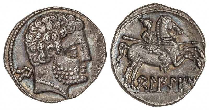 CELTIBERIAN COINS
Denario. 120-20 a.C. BELIGIOM (BELCHITE, Zaragoza). Anv.: Cab...
