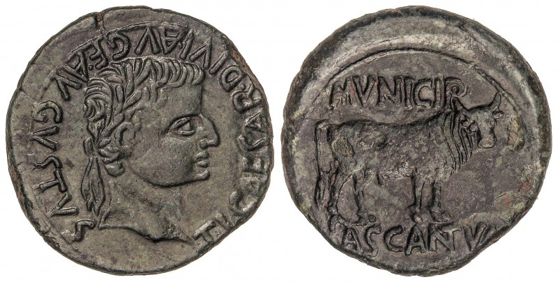 CELTIBERIAN COINS
As. 14-36 d.C. ÉPOCA DE TIBERIO. CASCANTUM (CASCANTE, Navarra...