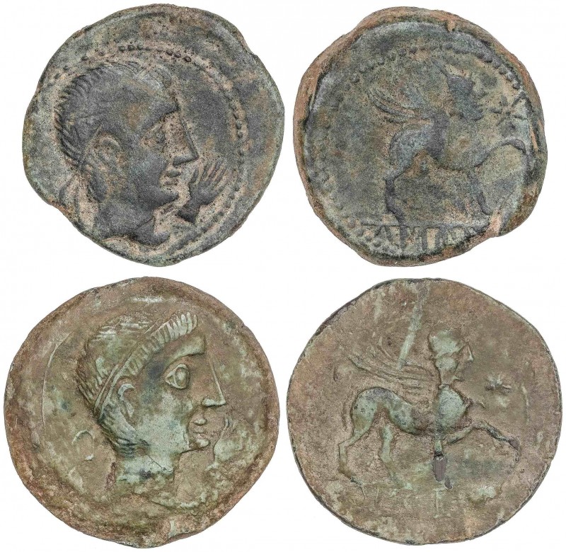 CELTIBERIAN COINS
Lote 2 monedas As. 180 a.C. CASTULO (CAZLONA, Jaén). Anv.: Ca...