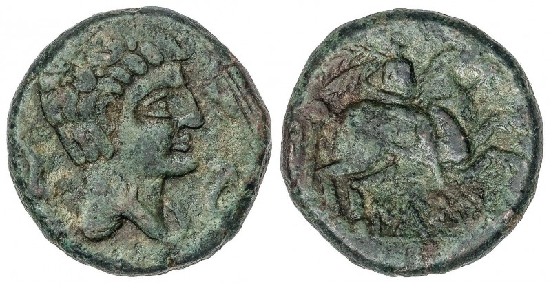 CELTIBERIAN COINS
As. 200-20 a.C. ILTIRTA (LLEIDA). Anv.: Cabeza masculina a de...