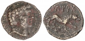CELTIBERIAN COINS
As. 220-200 a.C. ILTIRTA (LLEIDA). Anv.: Cabeza masculina a derecha. Rev.: Lobo andando a derecha, encima leyenda ibérica. 9,17 grs...