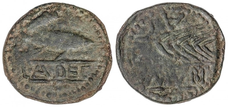 CELTIBERIAN COINS
Cuadrante. 120-50 a.C. MURTILIS (MÉRTOLA, PORTUGAL). Anv.: Sá...