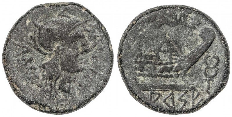 CELTIBERIAN COINS
As. 50-20 a.C. ARSE (SAGUNTO, Valencia). Anv.: Cabeza galeada...