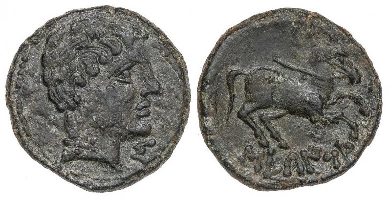 CELTIBERIAN COINS
Semis. 120-20 a.C. SECAISA (BELMONTE, Zaragoza). Anv.: Cabeza...