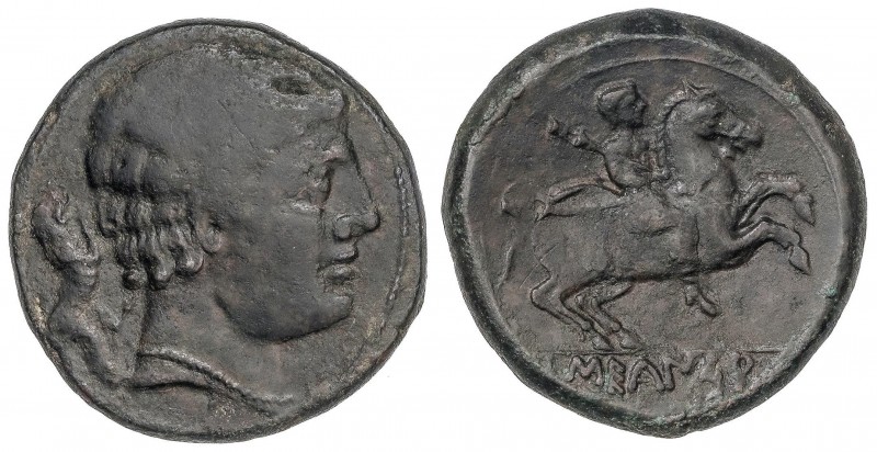 CELTIBERIAN COINS
As. 120-20 a.C. SECAISA (BELMONTE, Zaragoza). Anv.: Cabeza ma...