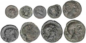 CELTIBERIAN COINS
Lote 9 monedas Sextante, Cuadrante (3), Semis (3) y As (2). 120-20 a.C. CESE (TARRAGONA). AE. Todas diferentes. A EXAMINAR. AB-2287...