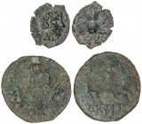 CELTIBERIAN COINS
Lote 2 monedas Cuadrante y As. BENTIAN y CARISA. AE. A EXAMINAR. AB-250, 452 var. BC+ a MBC+.
