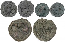 CELTIBERIAN COINS
Lote 3 monedas Semis (2) y As. 120-50 a.C. y 50-20 a.C. CELSE, CONTERBIA CARBICA y LAELIA. AE. Semis Celse Vill-140, Semis Conterbi...