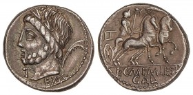 ROMAN COINS: ROMAN REPUBLIC
Denario. 87 a.C. MEMMIA-8. L. y C. Memmius L. f. Galeria. Anv.: Cabeza laureada de Saturno a izquierda, detrás arpa, dela...