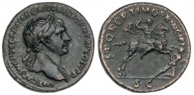 ROMAN COINS: ROMAN EMPIRE
As. Acuñada el 103-111 d.C. TRAJANO. Anv.: IMP. CAES. NERVAE TRAIANO AVG. GER. DAC. P. M. TR. P. COS. V P. P. Busto lauread...