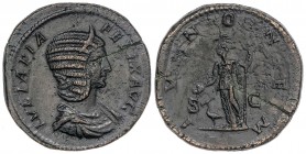 ROMAN COINS: ROMAN EMPIRE
Sestercio. Acuñada el 211-217 d.C. JULIA DOMNA. Anv.: IVLIA PIA FELIX AVG. Busto a derecha. Rev.: IVNONEM S. C. 27,39 grs. ...