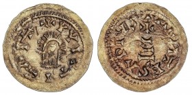 VISIGOTHIC COINS
Triente. WITIZA (700-710 d.C.). MENTESA (Carthaginensis). Anv.: ¶VVITTI¶. Rev.: ¶ME¶TES¶PIVS. 0,91 grs. AU. MUY RARA. VCC-605 mismo ...