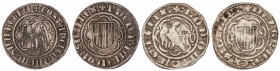 MEDIEVAL COINS: CATALONIA-ARAGÓN
Lote 2 monedas Pirral. PERE III y LLUÍS I. SICÍLIA. AR. Cru.VS-325.2, 610. EBC- y MBC.