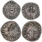 MEDIEVAL COINS: CATALONIA-ARAGÓN
Lote 2 monedas Dobler. JOAN II y SANÇ DE MALLORCA. MALLORCA. Cru.VS- 547, 956. MBC.