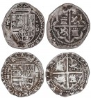 SPANISH MONARCHY: PHILIP II
Philip II
Lote 2 monedas 1 Real. S/F. LIMA. Cal-632, 633 var. MBC-.