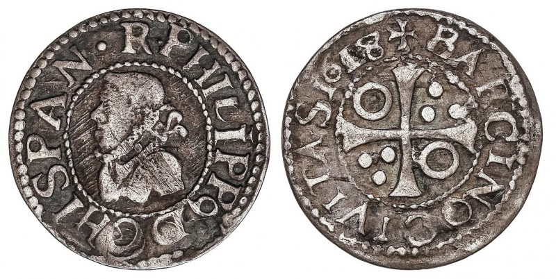 SPANISH MONARCHY: PHILIP III
Philip III
1/2 Croat. 1618. BARCELONA. 1,31 grs. ...