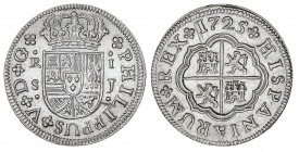 SPANISH MONARCHY: PHILIP V
Philipo V
1 Real. 1725. SEVILLA. J. 2,82 grs. (Leves rayitas). Brillo y color originales. RARÍSIMA ASÍ. Cal-1710. (SC).