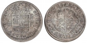 SPANISH MONARCHY: PHILIP V
Philipo V
2 Reales. 1728. SEGOVIA. F. 5,46 grs. RARA. Cal-1408. MBC-.