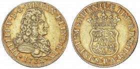 SPANISH MONARCHY: PHILIP V
Philipo V
4 Escudos. 1732. SEVILLA. P.A. 13,42 grs. RARA. Cal-290. MBC+.